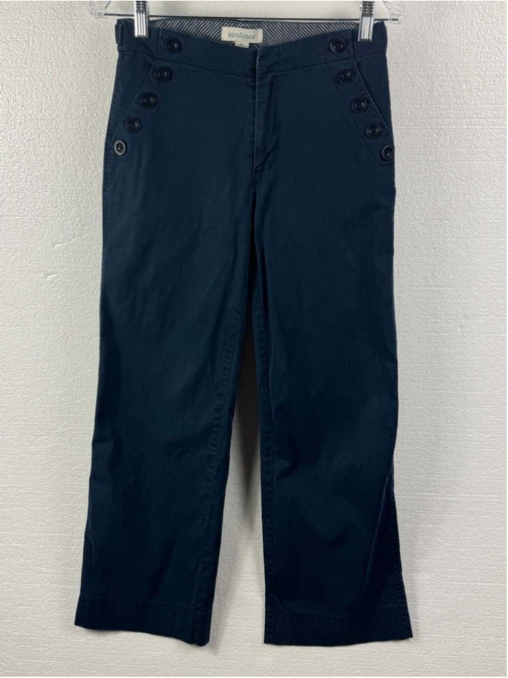 Sundance Navy Button-front Ankle & Cropped Sailor Pants size P2